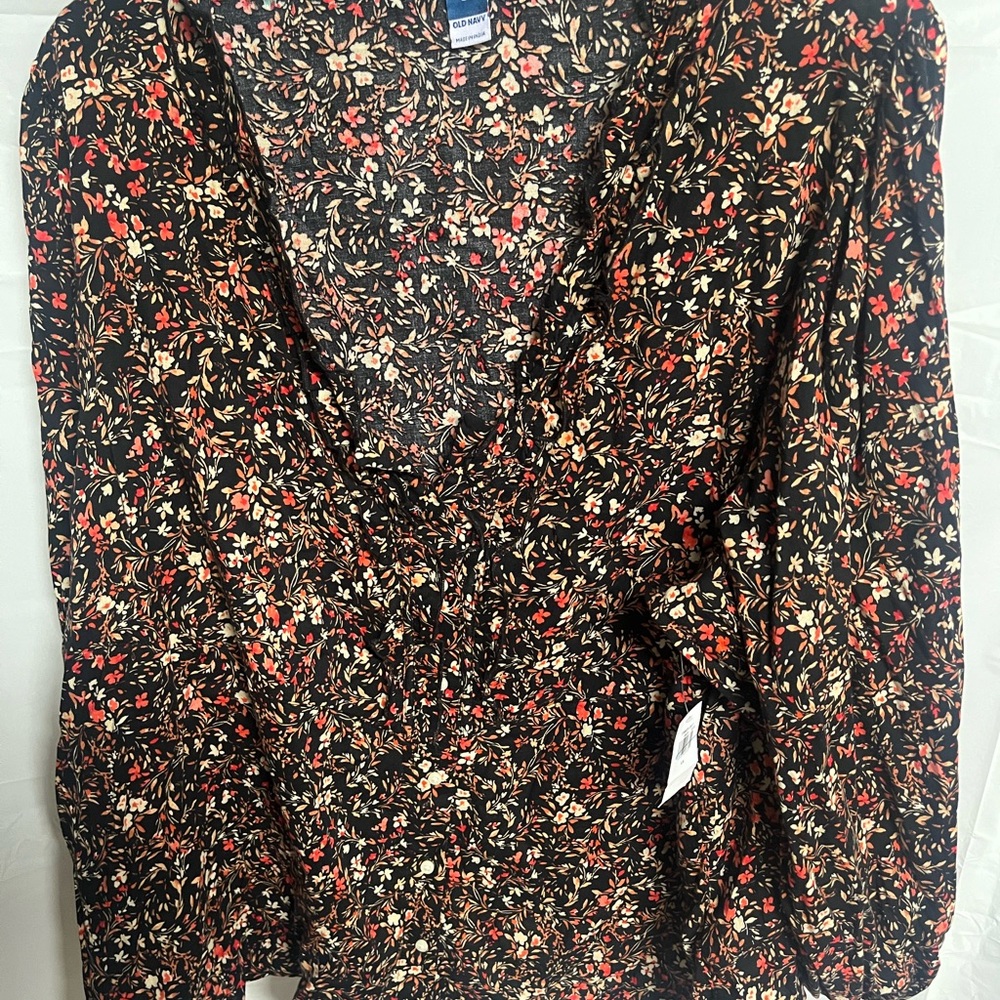 Old Navy Black Floral Blouse
